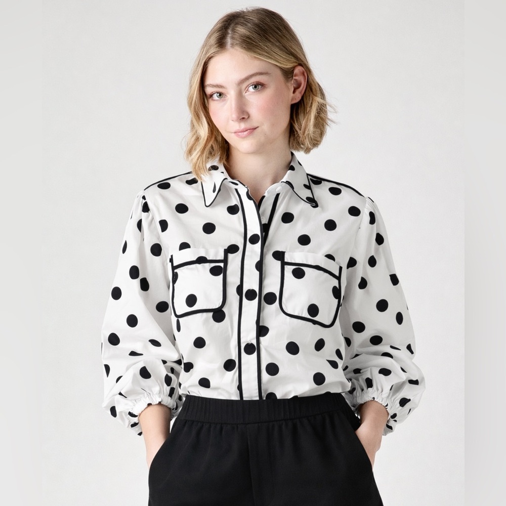 NEW! Katie Kime Quinn Button Down Top in Polka Dot Size Small